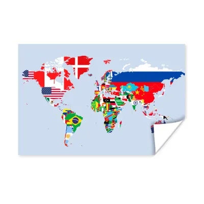 Obrázok produktu pre MuchoWow® Plagát - Svet - Mapa - Vlajka - Krajiny - 30x20