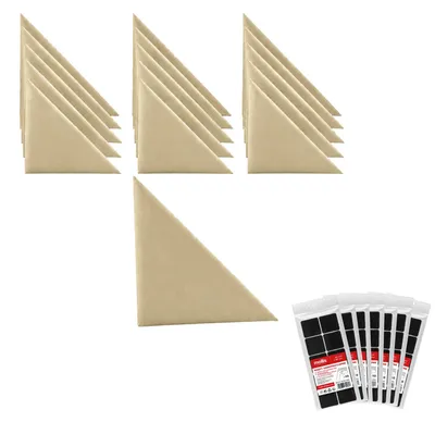 Produktbild von STEGU Polsterpaneel-Set 16× Dreieck 30x30 cm inkl. Klettband Kopfteil Schlafzimmer Beige