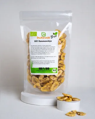 Produktbild von 2 kg Bio Bananenchips | gesüßt | getrocknet | Bananenscheiben | Buxtrade | Bio