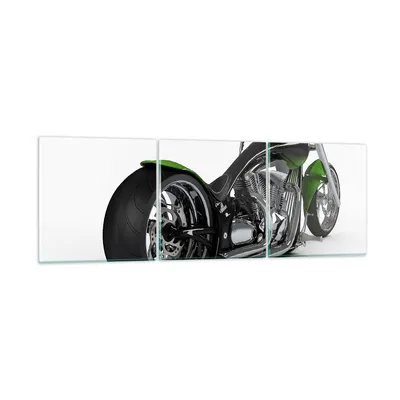 Produktbild von Bilder auf glas - Motorrad Chrom Schlauch Reise - 150x50cm - Glasbilder - Wandbilder - Kunstdruck - zum Aufhängen bereit - Wanddekoration aus Glas - Glas Bilder - Wandbild auf Glas - GCA150x50-1548