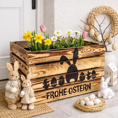 Produktbild von Geflammt Osterkiste (Hase und Eier)