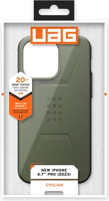 Produktbild von Urban Armor Gear Civilian Magsafe, Cover, Apple, iPhone 15 Pro Max, 17 cm (6.7"), Olive