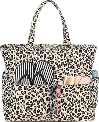 Image de Grand sac de plage imperméable XXL - Sac de bain - Motif léopard - Sac de nage - Spacieux avec fermeture éclair