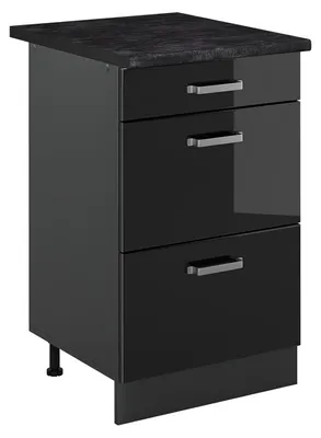 Obrázok produktu pre Kuchynská spodná skrinka Vicco R-Line Čierny vysoký lesk/antracitová 50 cm antrasiitti työtaso, Model 69875