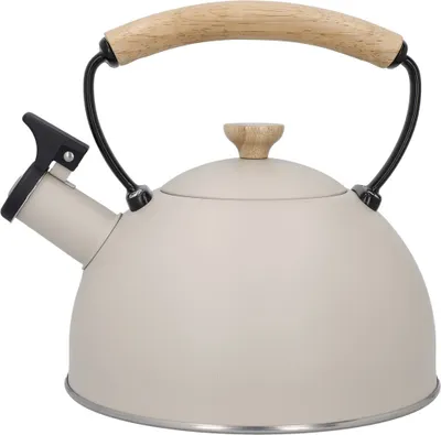 Produktbild von Pfeifender Wasserkocher, 1,6 L, Edelstahl, Holz, Latte - La Cafetière