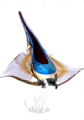 Produktbild von Deko Glasfigur Skulptur Murano-Stil Manta Rochen handbemalt