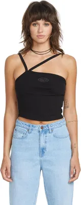 Produktbild von Volcom Stonezone Top Schwarz Größe M mit Ein-Schulter-Träger-Detail und tonaler Logo-Stickerei