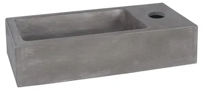 Productafbeelding van Differnz Hura L Toiletfontein - Wasbakje van Beton - Kleur Donkergrijs - Rechthoekige Vorm - 1 Kraangat - Zonder Overloop - Geschikt voor Muurbevestiging - Afmetingen 40 x 22 x 9 cm