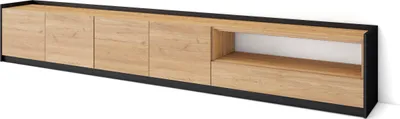 Immagine prodotto di Mobile TV Soggiorno, Ampio spazio a disposizione, 310x37x50cm, Per TV fino a 80", Mobile Soggiorno, Rovere e nero