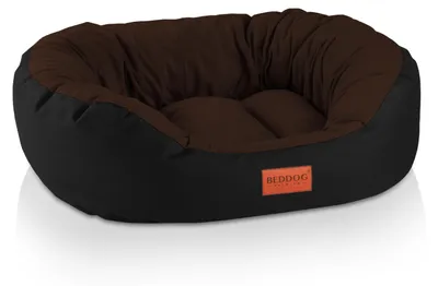 Produktbild von BedDog Hundebett Grosse Hunde Hundekissen Hundekorb Ovales Hundekörbchen,MOCCA (schwarz/braun),L