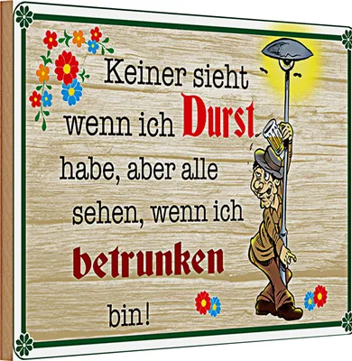 Produktbild von Holzschild Spruch 30x20cm keiner sieht wenn ich Durst Bier