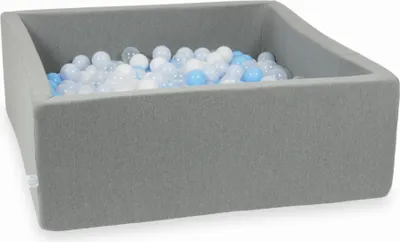 Produktbild von Trockenbecken grau 110x110x40 mit 600 Bällen: transparent, weiß, hellblau, hellblau perl