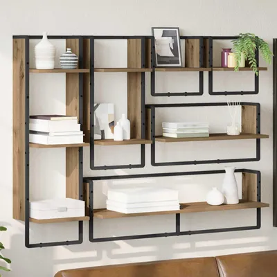 Image de Maison Exclusive - Ensemble de 6 étagères murales, chêne artisanal, 100 x 25 x 30 cm