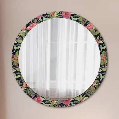 Produktbild von Kosmetikspiegel Spiegel - Flurspiegel - Spiegel mit Modischem Print – Dekospiegel - Hibiskus Blumen - Runder: Ø100cm