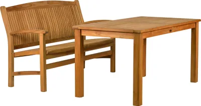 Produktbild von Garten-Essgruppen Premium Teak Sitzgruppe aus 1 Bank 120 cm und 1 Tisch 120 x 80 cm hochwertiges Set aus Teak Gartenbank und Esstisch