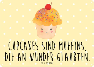 Produktbild von Mr. & Mrs. Panda tafel Cupcake DIN A5 - Gelb Pastell - Geschenk, wandtafel, Blechschild, Wunder, Türschild, Backen, Schild, Wandbild, Lustige Sprüche, Muffin, Cupcakes