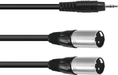 Produktbild von OMNITRONIC Adapterkabel 3,5 Klinke/2xXLR(M) 3m sw