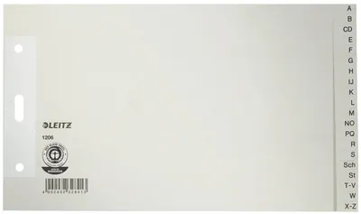 Produktbild von Leitz 1206-00-85 1206 Papierregister A - Z - A5 quer, Überbreit, 100 g/qm, 20 Blatt, grau