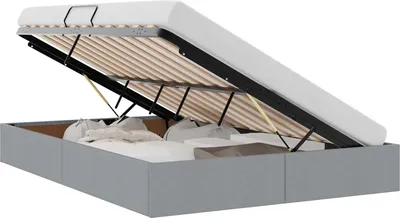 Immagine prodotto di Letto contenitore vidaXL, colore grigio chiaro, 135 x 190 cm, rivestito in tessuto