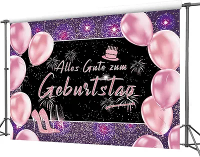 Produktbild von Natooz Birthday Backdrop, Rosa Banner in Deutsch 210x150cm