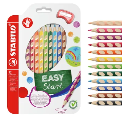 Produktbild von STABILO Ergonomischer Buntstift für Rechtshänder - EASYcolors - 12er Pack mit Spitzer …