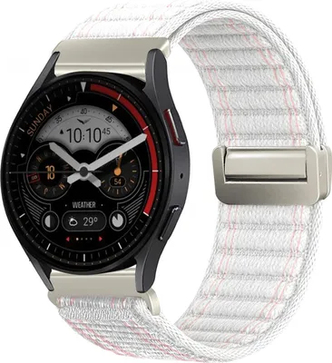 Produktbild von Smartwatch Armband für Samsung Galaxy Watch3 45mm Nylon Textil Band Ersatzband Wechselband Magnetverschluss flexibel atmungsaktiv Weiß
