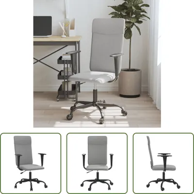 Immagine prodotto di The Living Store Sedia da ufficio regolabile in altezza in tessuto grigio chiaro
