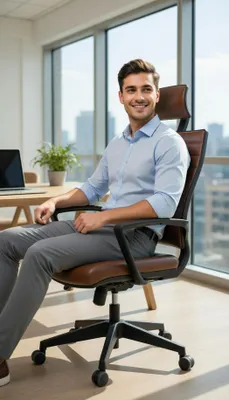 Immagine prodotto di Sedia da ufficio confortevole, con schienale ergonomico e rivestimento in ecopelle