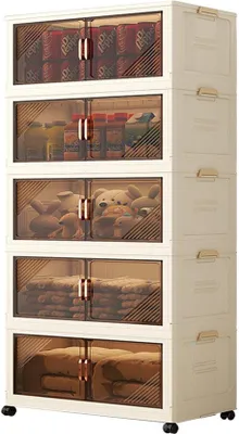 Produktbild von Opklapbare Transparglastikschrank mit 5 Schubladen und Rollen