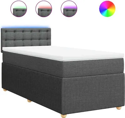 Produktbild von vidaXL Boxspringbett mit Matratze Dunkelgrau 90x200 cm Stoff