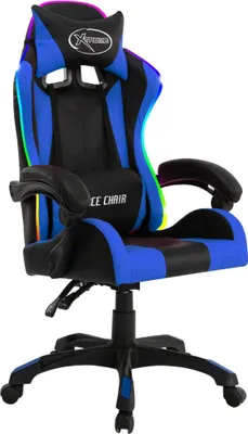 Produktbild von vidaXL Gaming-Stuhl mit RGB LED-Leuchten Blau und Schwarz Kunstleder
