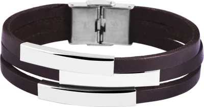 Produktbild von Akzent Lederarmband mit Edelstahl Braun