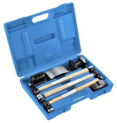 Produktbild von Karosserie-Ausbeulsatz 7 stk Högert Technik, 7-tlg., Stahl/Holz, Karosseriewerkzeug, Karosseriereparaturset 7 Stück, Autozubehör, Art. HT8G460