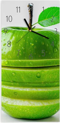 Produktbild von Wanduhr aus Glas mit Motiv Geschnittener Apfel- 30 x 60 cm - inkl. Aufhängesystem