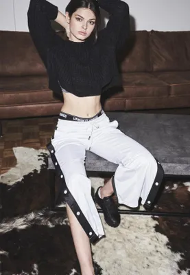 Produktbild von Urban Classics TB1995 | Ladies Button Up Track Pants Trainingshose Damen - Farbe: wht/blk/wht - Größe: XS