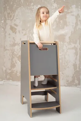 Produktbild von NOWAY - Montessori Lernturm Kitchen Helper Kinderplattform Küchenturm - grau