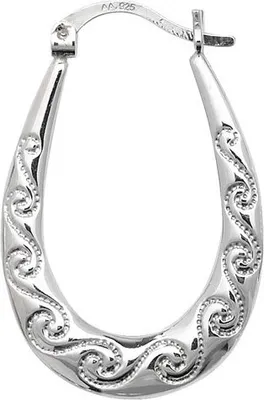 Image de Boucles d'Oreilles Créoles Femme Argent fin 925 - 32mm*21mm; TRS22603