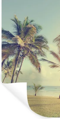Produktbild von MuchoWow® Wandtattoo Wandsticker Wandaufkleber Meer - Palme - Sommer - Sonne - Strand 80x160 cm Selbstklebend und Repositionierbar - Sticker - Dekorfolie