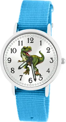 Produktbild von T-Rex Kinderuhr Armbanduhr Jungen Mädchen Lernuhr 5ATM Dino Armband hellblau 5108