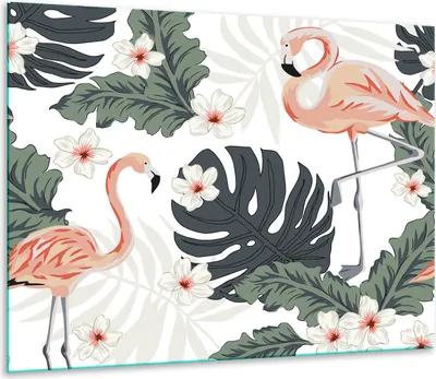 Produktbild von Herdabdeckplatten Glaskeramikkochfeld-Abdeckung Spritzschutz Glas 60x52cm Flamingo