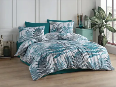 Image de Lin coton français 220x200,70x90 Deny blue