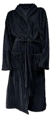 Produktbild von Eleganzzz Teddy Rippfleece Bademantel – schwarz - L