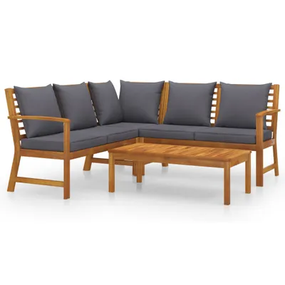 Immagine prodotto di vidaXL Set da giardino 4 pezzi con cuscini in legno massello di acacia