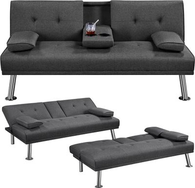 Yaheetech Klappbares Schlafsofa mit Schlaffunktion Gästebett Couch Sofa Bettsofa mit Großer Liegefläche Tagesbett Sofabett Polstersofa 350kg belastbar