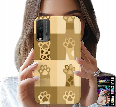 Produktbild von Hülle für Xiaomi Redmi 9T - Motiv: Katze, mit Katzenmotiven, Pfotenabdrucke