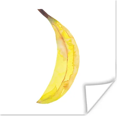 Produktbild von MuchoWow® Poster Banane - Aquarell - Weiß 100x100 cm - Babyzimmer