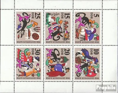 Produktbild von Briefmarken DDR 1968 Mi 1426-1431 Kleinbogen (kompl.Ausgabe) postfrisch Märchen (III): Der gestiefelte Kater