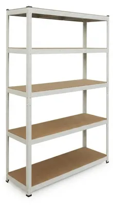 Immagine prodotto di Scaffale per carichi pesanti Relaxdays, A x L x P: 200 x 120 x 40 cm, 875 kg, 5 ripiani, scaffale da cantina e garage, da assemblare, bianco/marrone