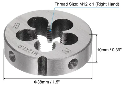 Produktbild von Runde Schneideisen, Metrisches M12 x 1 Gewinde (Rechtsgewinde), Hochgeschwindigkeitsstahl (HSS) Schneideisen Reparaturwerkzeug