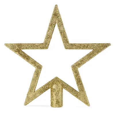 Produktbild von Weihnachtsbaum Stern Spitze 18 cm gold - offen - Christbaum Spitze mit Glitzer Effekt
